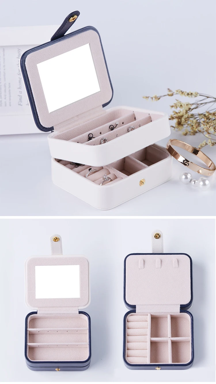 Женские мини-серьги-гвоздики картонная коробочка для колец и украшений красота многослойная мода макияж органайзер с зеркалом