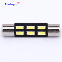 Ampoule Festoon C5W au xénon blanc 20X T6.3 28MM 4014 6SMD, lumière d'intérieur d'automobile, lampe de porte, dôme, plaque d'immatriculation de voiture