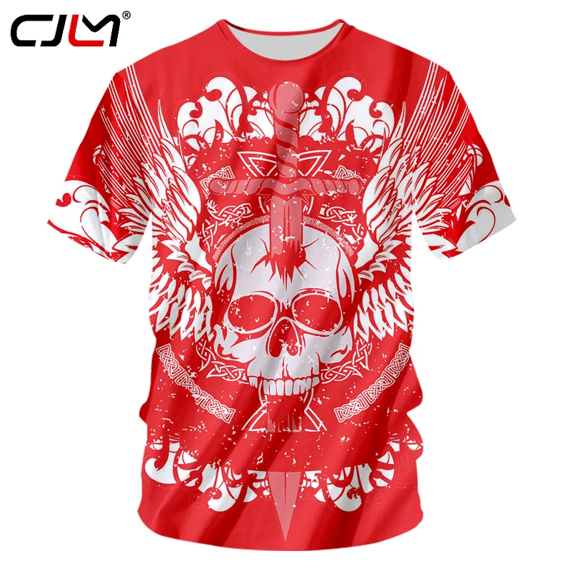 Футболка CJLM мужская с забавным принтом черепа в стиле панк рок|t shirt funny|rock t shirtshirt