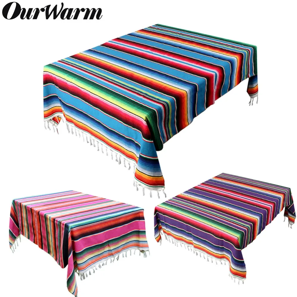 OurWarm Mexican Cotton Tablecloth Blanket Wedding Table Cloth Mexican Style Blanket Travel