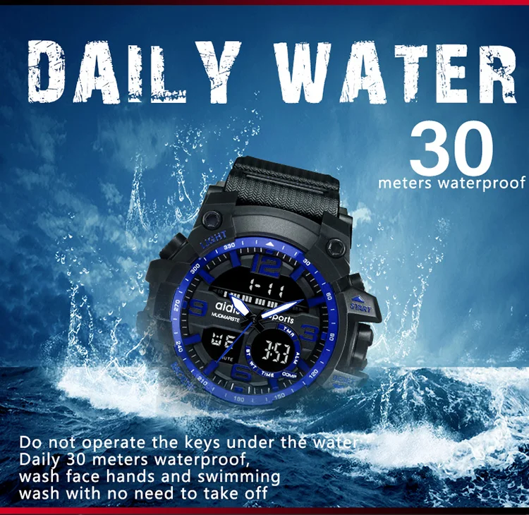 Адди мужские часы G стиль мужские спортивные часы светящиеся часы мужские спортивные водонепроницаемые 30 метров Водонепроницаемость