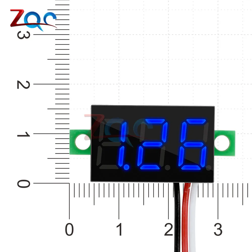 0,36 дюймов 0,3" DC 0-30 в супер мини светодиодный вольтметр для автомобиля, вольтметр, вольтметр, панель, монитор батареи, 3-Digital, 3 цвета проводов