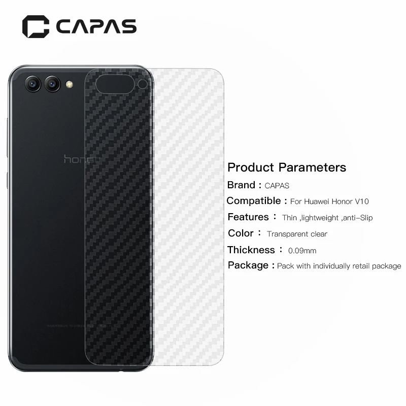 

2pcs For Huawei Honor View 10 Back Film 3D Grain Carbon Fiber Protective Film Honor V10 Back Battery Cover Protector Sticker