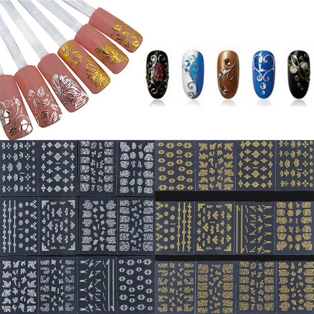 Модный женский ноготь стикер 12 шт цветок стикеры 3D на ногти Nail Art ...