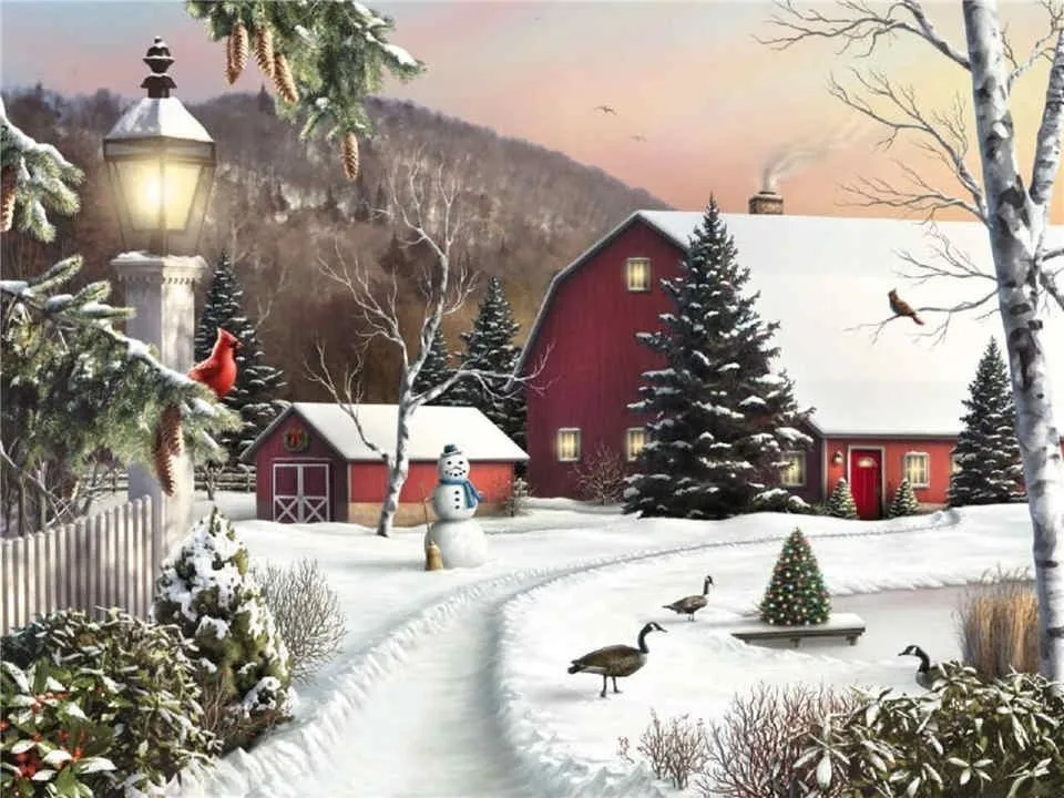 HUACAN Рождественская алмазная живопись пейзаж полная дрель квадратная Алмазная вышивка зимняя картинка Стразы Декор - Цвет: F6965
