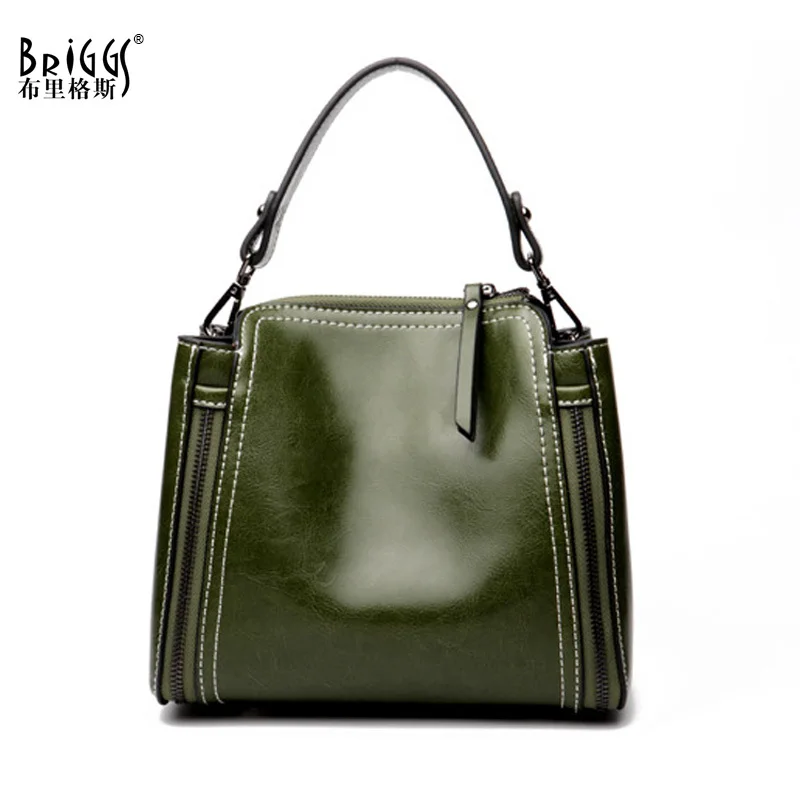 

BRIGGS 2018 New Handbag Women Fashion Shoulder Bag Designer Handbags High Quality Genuine Leather Ladies Bucket Casual Tote