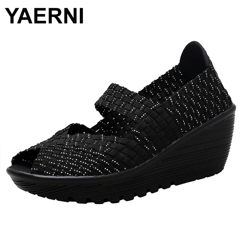 Женские сандалии на платформе YAERNI дышащие кроссовки с открытым носком большой