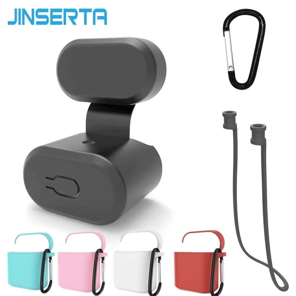 

JINSERTA Silicone Earphone Case for FlyPods Charging Box Protected Skin Cover Headset Case with Carabiner Hook Anti-lost Strap