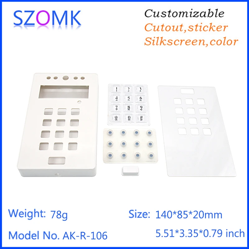 

4 pcs, 140*85*20mm szomk outdoor plastic keypad project enclosure for access alarm system electronics junction box RFID housing