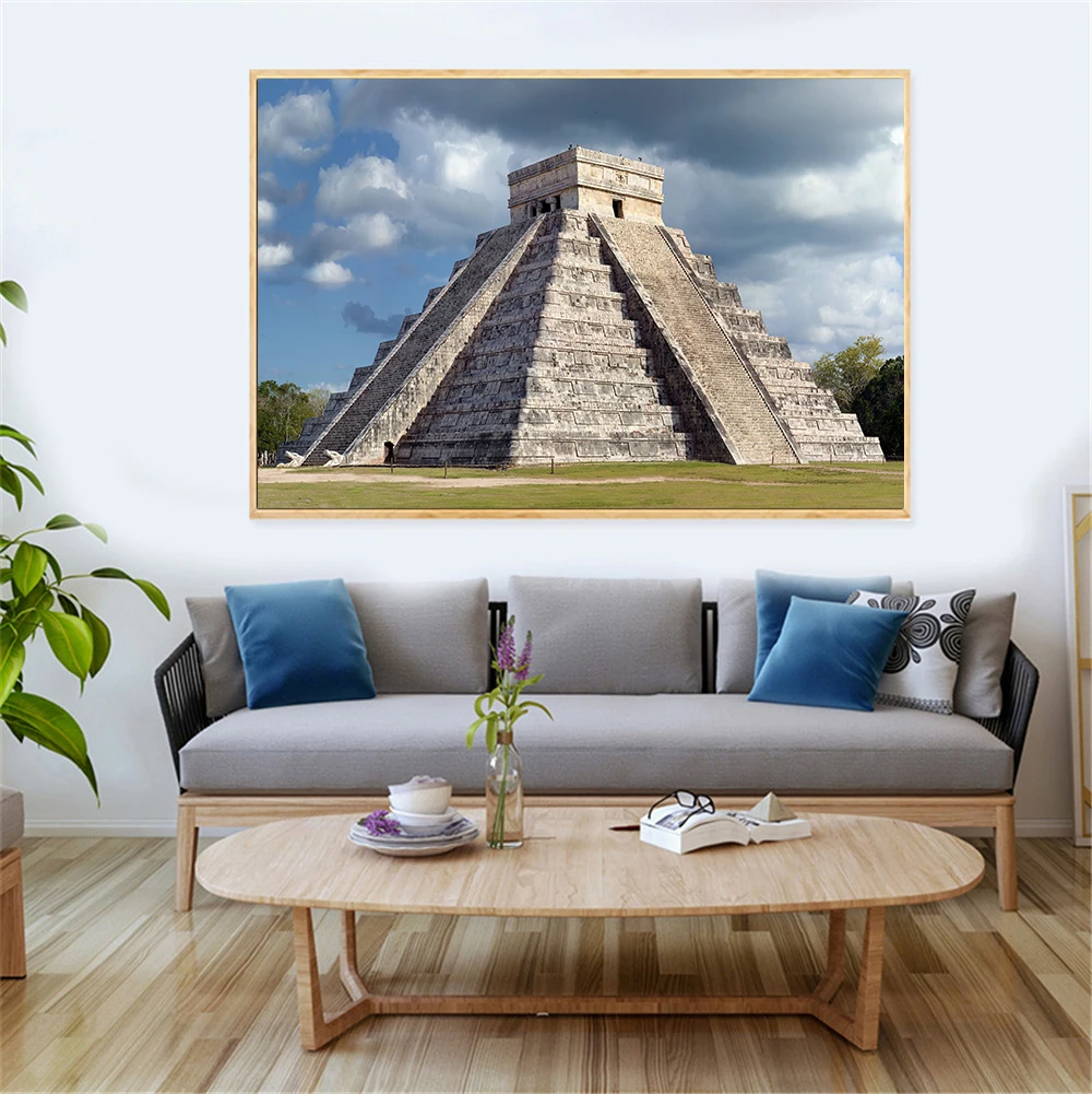 

Wall Painting Modern Decoration Chichen Itza Pyramid Kukulkan Mexico Building Posters and Prints Canvas Picture for Living Room