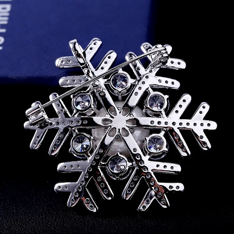 CZ Cubic Zirconia Snowflake Brooch Broach Women Dress Pin Jewelry HR00927