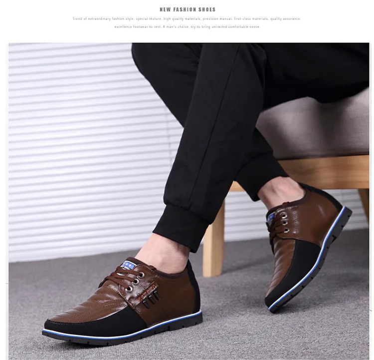 Для мужчин Осень-весна обувь Высота ineasing 7 см на шнуровке Повседневная обувь Уличная обувь в деловом стиле M471