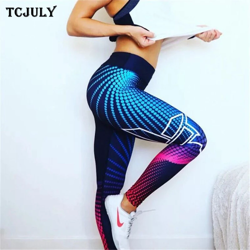 

TCJULY New Design High Waist Push Up Workout Leggings For Women Stretch Flex Sweat Pants 3d Digital Printed Slim Fitness Leggins
