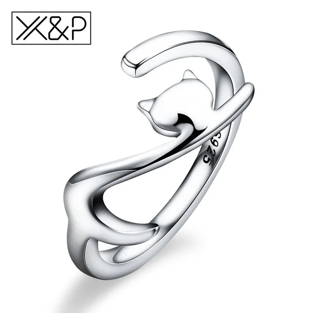 X&P Fashion Charm 100% 925 Sterling Silver Sticky Long Tail Cat Finger Rings for X&P Fashion Charm 100% 925 Sterling Silver Sticky Long Tail Cat Finger Rings for