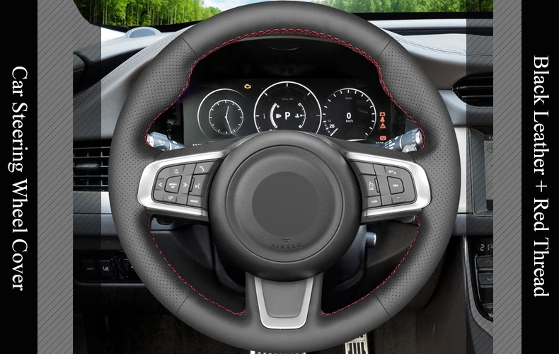 LQTENLEO черной искусственной кожи рулевого колеса автомобиля крышка для Jaguar XEL XFL- XE- XF- F-PACE E-PACE