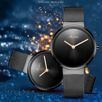 

Meibin Brand Men Watch Thin Case Two Hands Full Steel Quartz Watches Lovers Reloj Hombre Wristwatch Masculino Mesh Belt Relogio