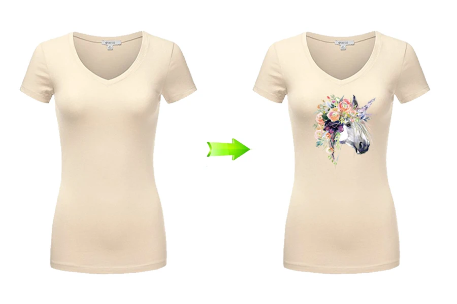 2-Patch Iron-On Garment Flower Horse A-Level Washable Parches Ropa 2018 New Easy Print By Household Irons Applique On Clothes