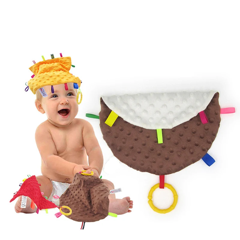 

Minky Dot Baby Security Blankets Baby Comforter with Teether Newborn Texture Soothe Sleep Towel Plush Baby Toys Educational Toy