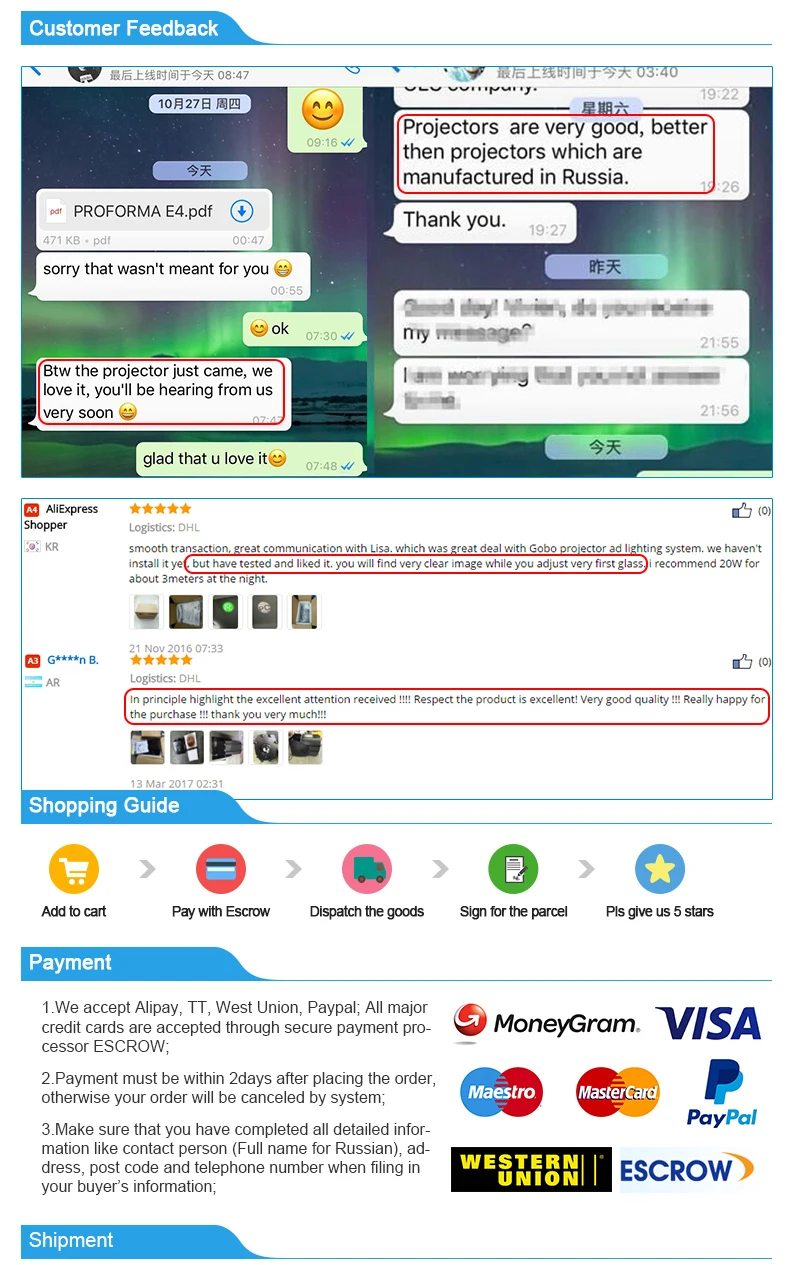 customer feedback and payment