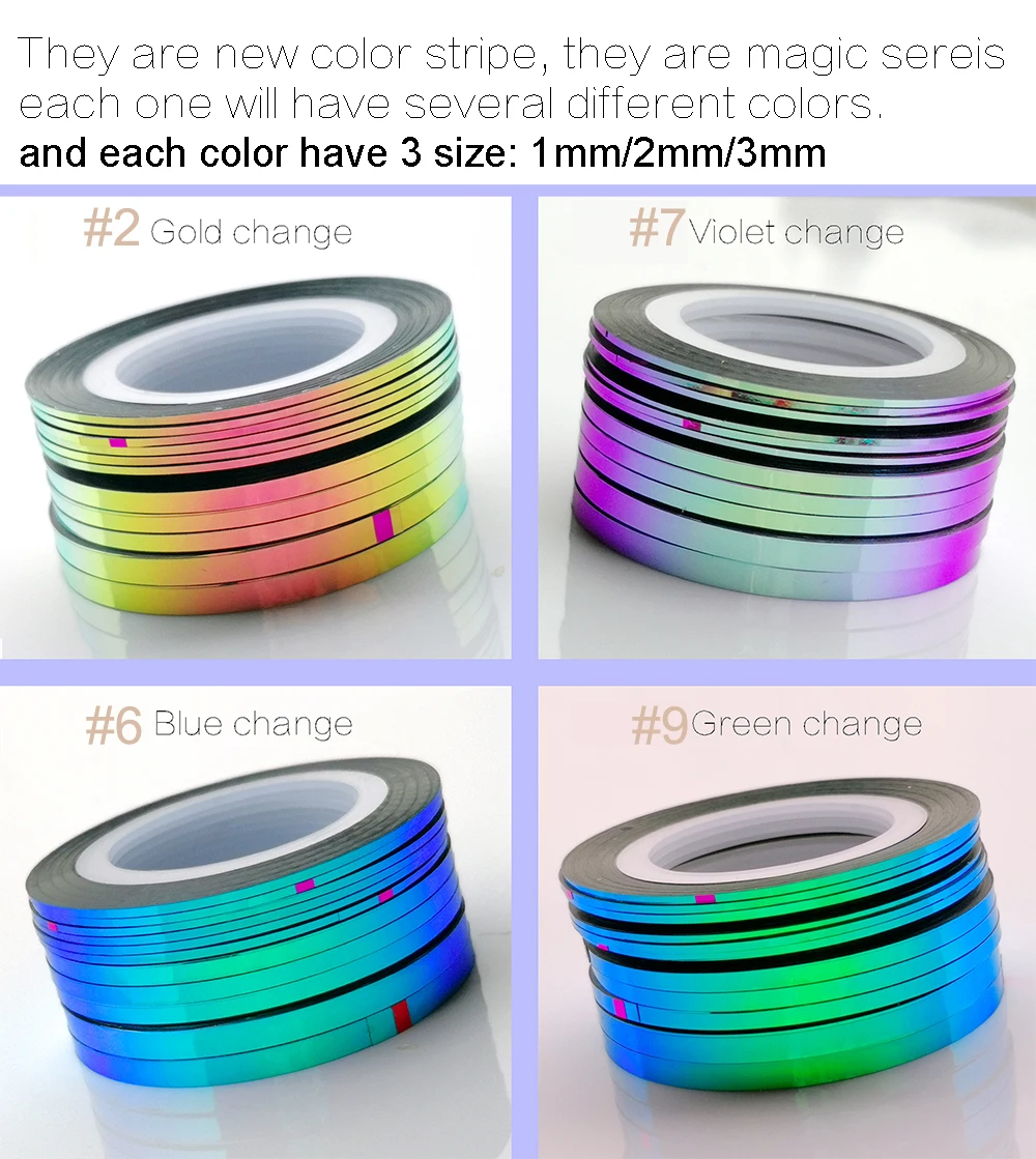 

AAA2019: 10PCS /Rolls Striping Tape Line Nail Tips Sticker 4Colors Change Striping Tape Line Sticker Tip DIY Nail Art Decoration