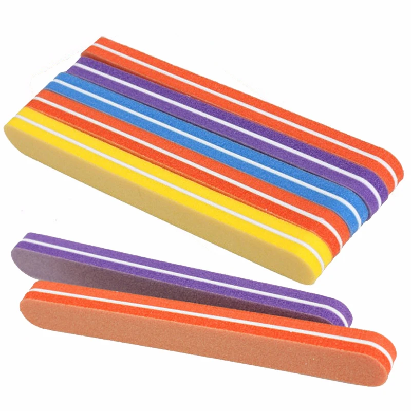 

10cpcs/lot Straight Nail File Buffer Styling Nail Tools 5 Color Sponge Rubbing Polished Surface Professional Files Tips Manicure
