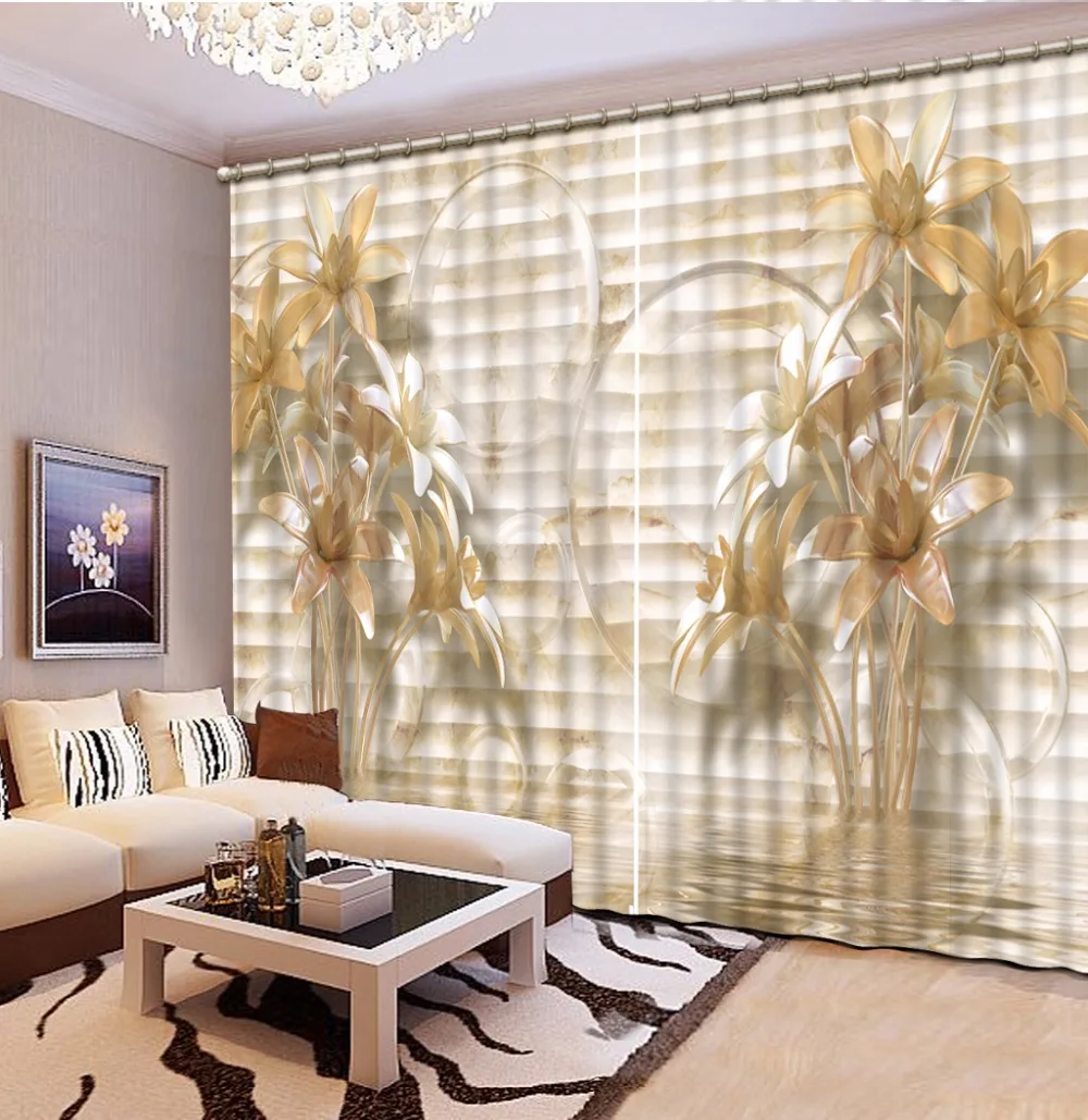 

customize curtains for living room Photo EuropeanSimple flowers 3d stereoscopic pattern blackout curtains