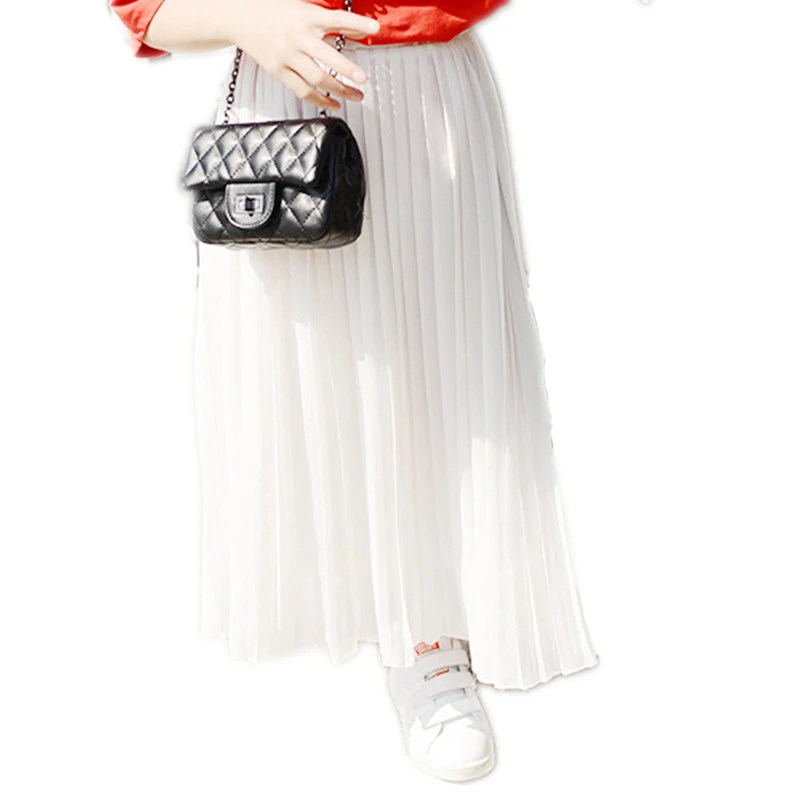 

Kids Girls Pleated Chiffon Long Skirts 2018 New Summer Children Hem Skirts for Girls Bohemian Skirt Black Pink White Skirts Q173