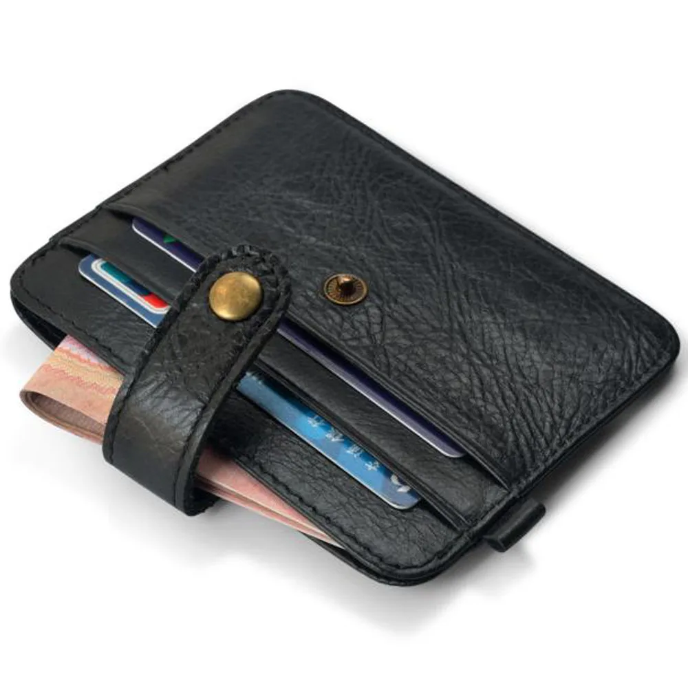 Деловой мужской мини-кошелек, кошелек для монет, винтажный кожаный тонкий держатель для кредитных карт, мини-кошелек, кошелек, дамская сумочка