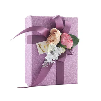 

2pcs 15*11*4.5cm Purple/Red Paperboard With Flowers Ribbon Boxers Party Wedding Christmas Birthday Favors Gift Candy Box