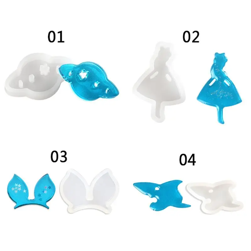

4Pcs Planet Rabbit Ear Rocket Silicone Molds Kit Resin Casting Jewelry Pendant