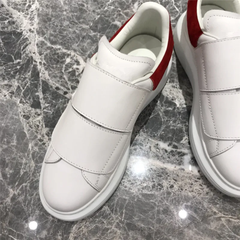 

Hook & Loop Woman Sneakers White Tennis Shoes Genuine Leather Patchwork Back Woman Casual Shoes Outdoor Ladies Vulcanized Flats