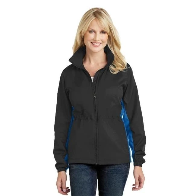 Port Authority L330 Ladies Core Colorblock Wind Jacket Black & Imperial Blue - Small