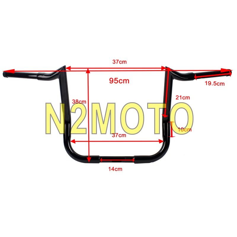 

1pcs Black 12" Rise Ape Hanger Handle Bar For Touring Motorcycle 1-1/4" Handlebar For Harley Batwing Fairing Monkey Bagger Bars