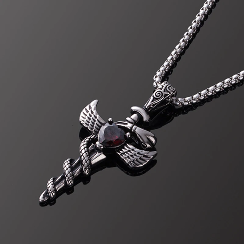 Personality Men's Vintage Stainless Steel Titanium Pendant Necklace Male Trendy Punk Charm Chain Necklaces Jewelry Accessories