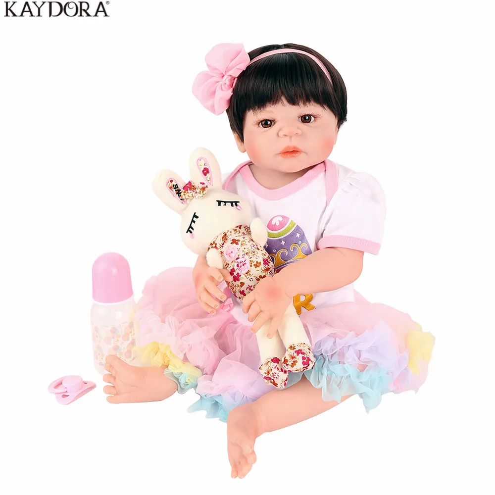 

KAYDORA 55cm Full Silicone Body Reborn Baby Doll Toy For Girl Newborn Princess Babies Bebe Bathe Accompanying Toy Birthday Gift