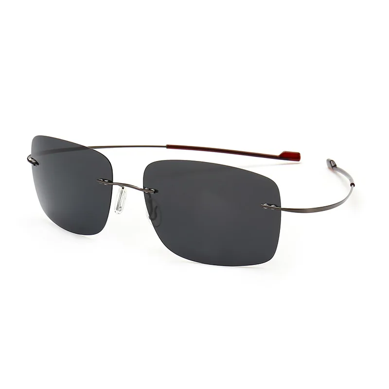 

Fashion male fishing eyewear Rimless Square Titanium sunglasses POLARIZED Men Ultralight Driving Sun Glasses