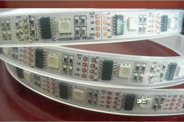 Водонепроницаемый IP66 5 м/рулон DC5V WS2801IC 32 шт. 5050 SMD цветная(RGB) Светодиодная лента с usb-питанием