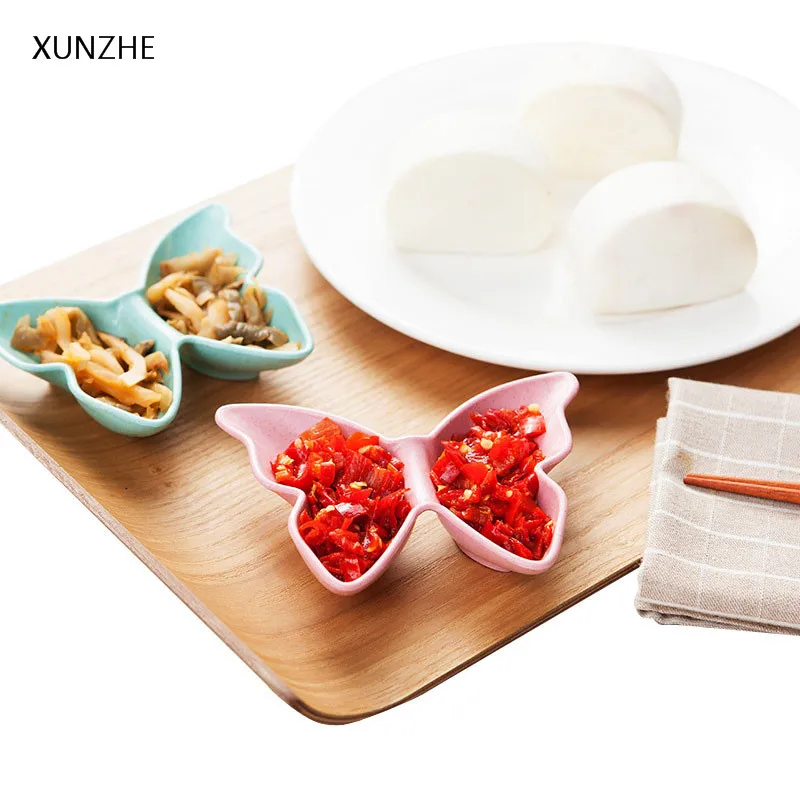 

XUNZHE Creative Wheat Straw Butterfly Tableware Small Bowls Multi-Purpose Sauce Vinegar Seasoning Dishs Home Kitchen Accessories