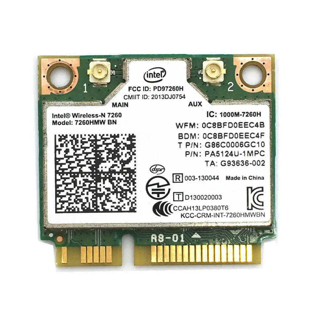 Беспроводная карта адаптера для Intel 7260 7260HMW BN 802.11bgn 300 Мбит/с Bluetooth 4 0 Mini PCI E Wifi dell asus