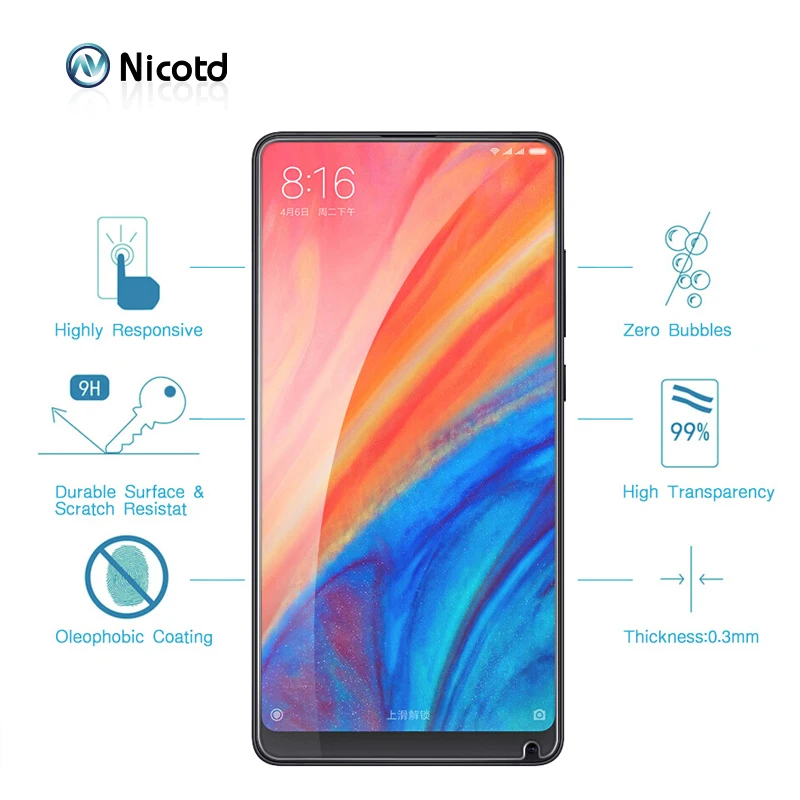 Nicodd 9H взрывозащищенное Закаленное стекло для Xiaomi Mi Mix 2s 2 Max 3 Защитная пленка для экрана для Xiaomi Mi 8 8SE 6 5x 6X стеклянная пленка