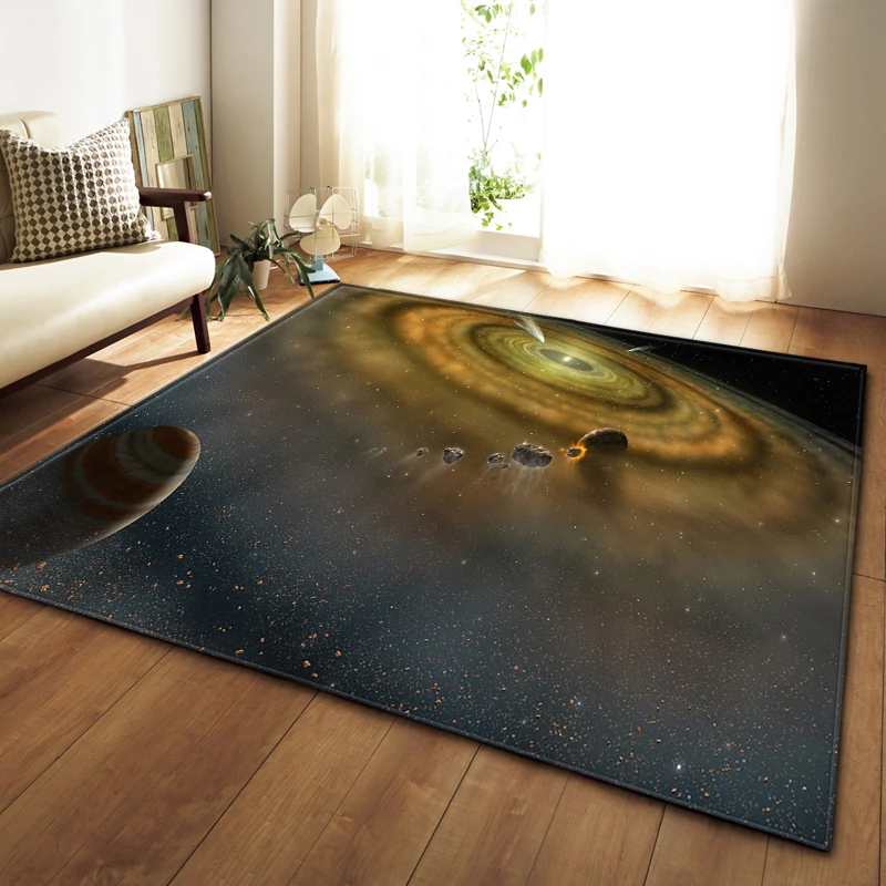 3D Вселенная Галактика планета ковер Детская комната Декор коврик Мягкая фланелевая спальня гостиная Детские ползающие ковры