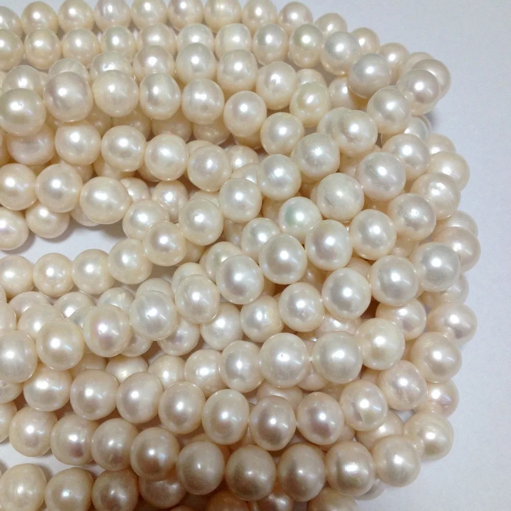 

Hot sell ->@@ N352 12-14mm White Near Round Genuine Freshwater Pearl Loose Bead -Top quality free shipping