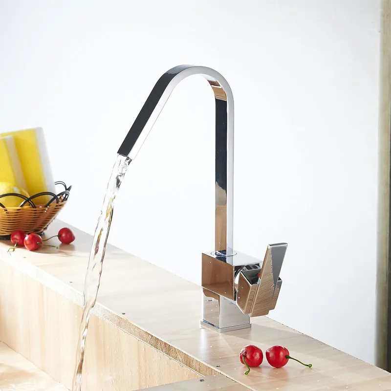 

Torneiras Para cozinhas Para Gua Quente e Fria Robinet Cuisine Mitigeur Kitchen Mixer Tap Deck Mounted Single Handle Chrome Taps