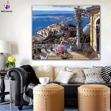 DIY цвета картины по номерам с цветами дом на остров Картина Рисунок Живопись по номерам Обрамленный дом