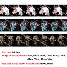 Модная черная лента с черепом, напечатанная корсажная лента на заказ, полиэстер, сделай сам, швейные банты для волос, свадебные подарки, 50 ярдов
