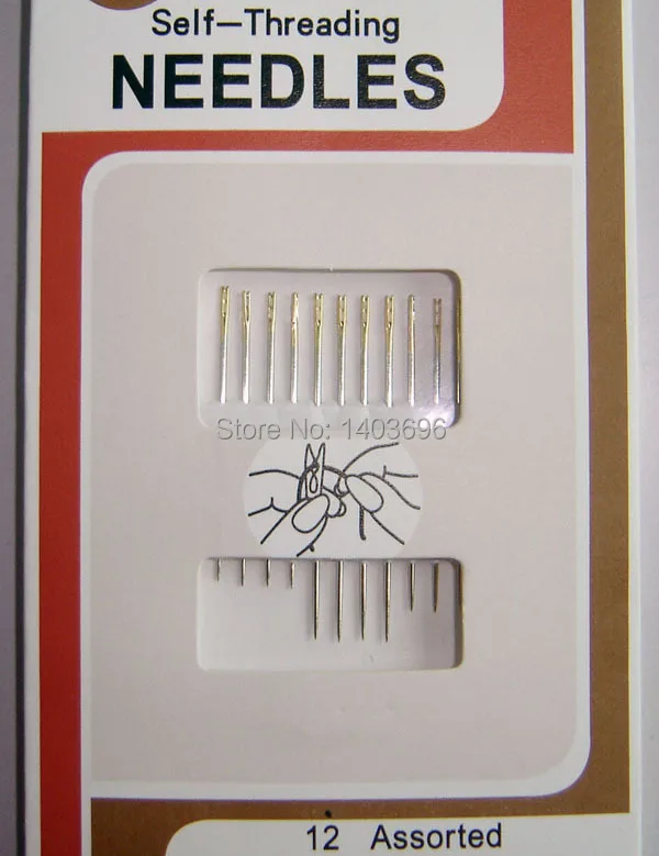Free Shipping Hand Sewing Needles 12 Assorted Self Threading needles