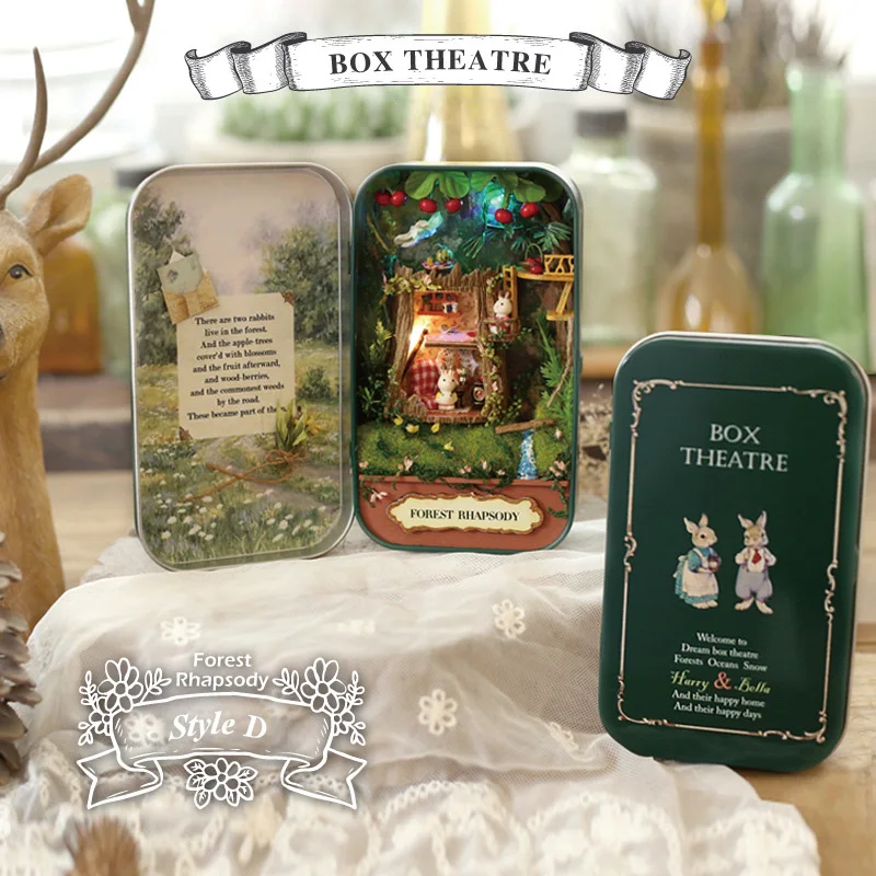 Рождественский подарок Box Theatre лес Кукольный дом миниатюрная шкатулка 3D Деревянный DIY коробка ручной работы Миниатюрный Кукольный дом