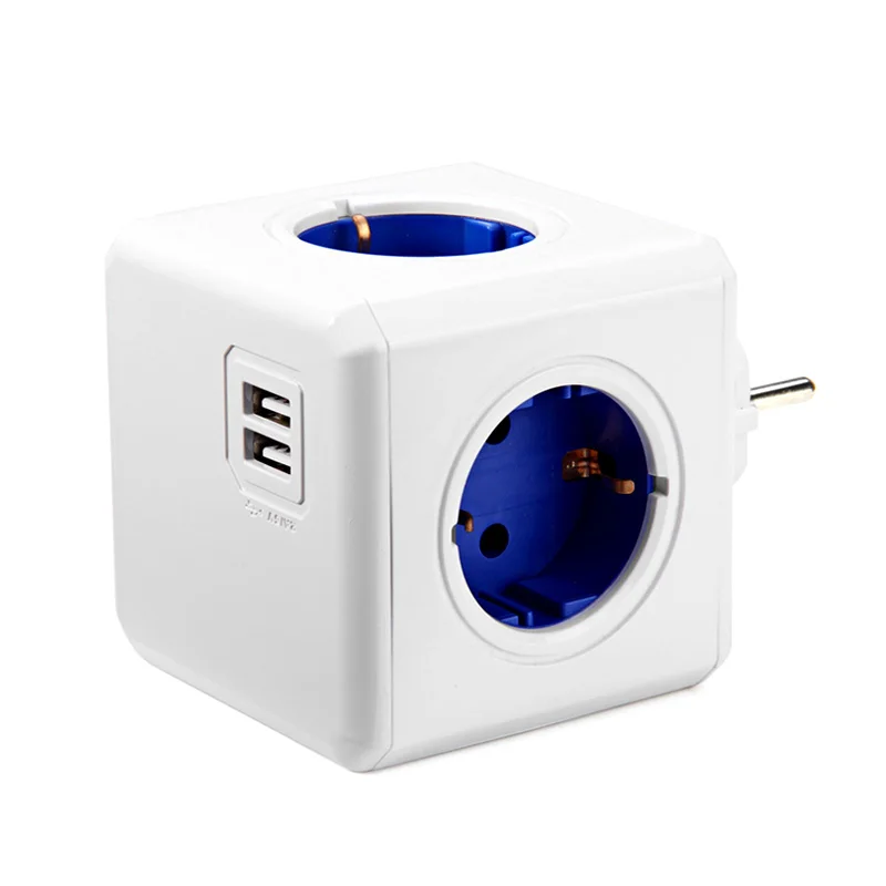 

Original Allocacoc Creative magic cube shaped design, PowerCube Socket ,EU Plug 4 Outlets Dual USB Ports Adapter,Wall socket