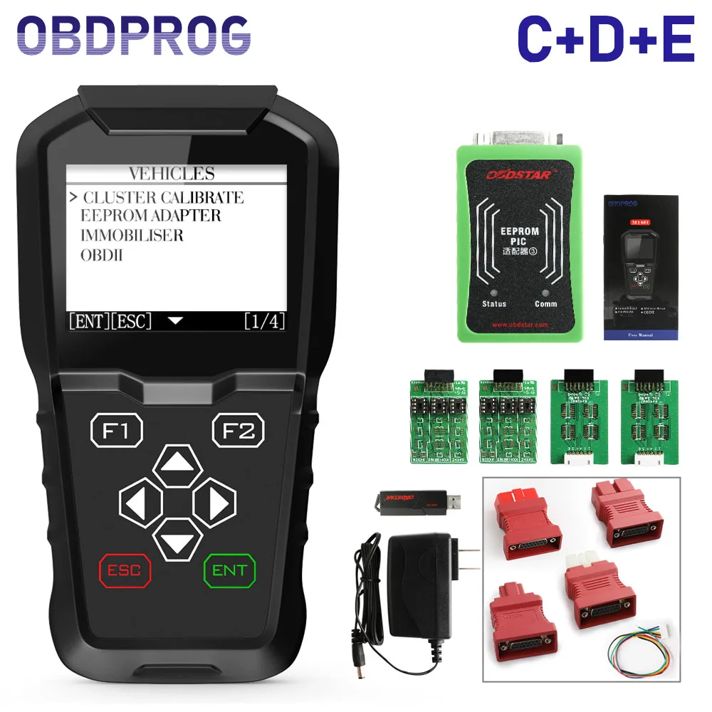 OBDPROG MT601 поддержка чип-ключ Программа/регулировка расстояния/EEPROM программа/OBD диагностический 4 Functiuons сканер - Цвет: Черный