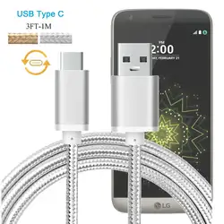 1 м нейлон Тип USB c Зарядное устройство кабель для LG V20 G5 SE h850 H820 us992 h830 ls992 для ZenPad 3 8.0 z581kl синхронизации данных зарядный Кабели